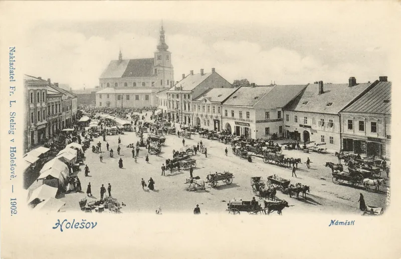The market square of Holešov, 1902