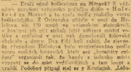 A report in Národní listy, 7 December 1918